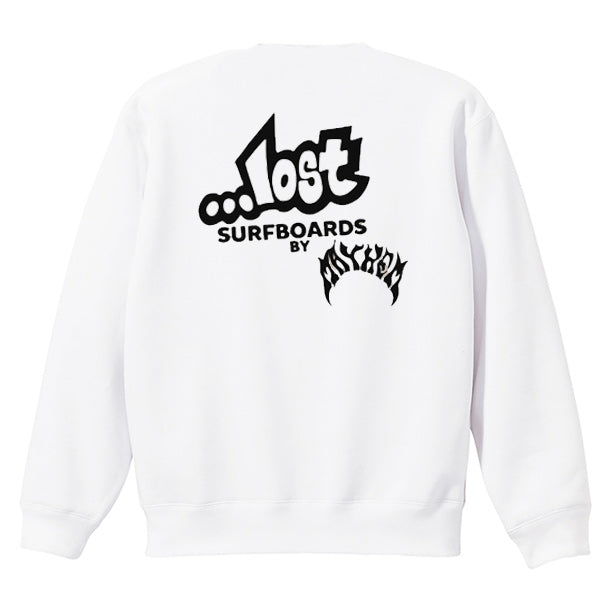 LOST Surfboards Crew Neck Sweatshirt (Fleece Lining) WHITE