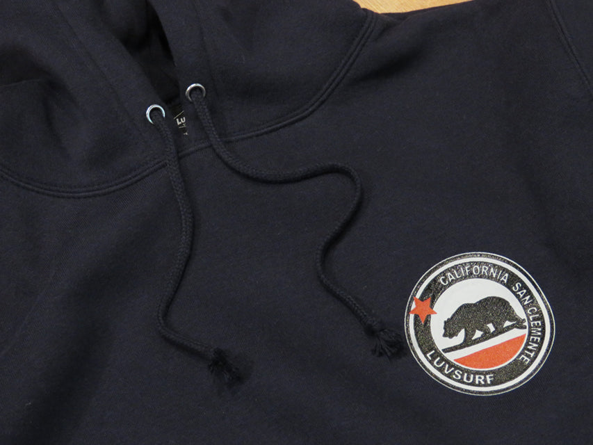 Cali Bear fleece-lined pullover hoodie in Navy