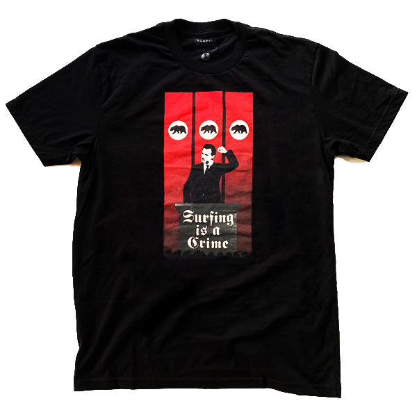50% off sale! "SURFING IS A CRIME" T-shirt BLACK / M size