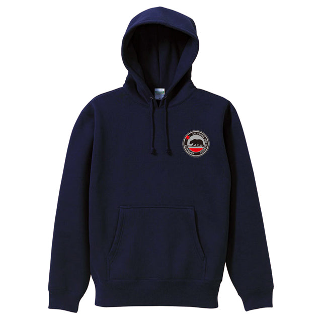 Cali Bear fleece-lined pullover hoodie in Navy
