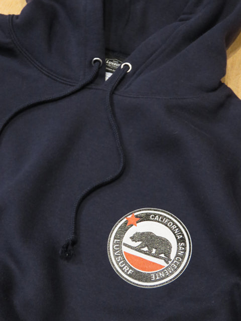 Cali Bear fleece-lined pullover hoodie in Navy