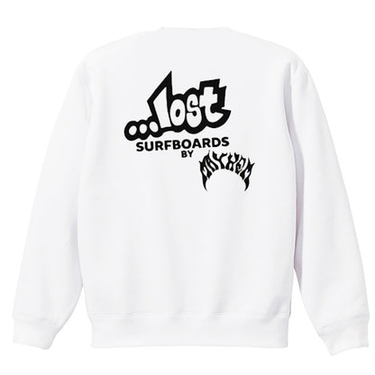 LOST Surfboards Crew Neck Sweatshirt (Fleece Lining) WHITE
