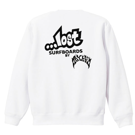 LOST Surfboards Crew Neck Sweatshirt (Fleece Lining) WHITE