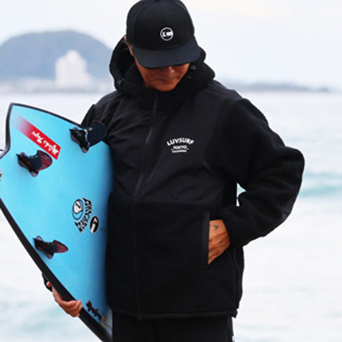 Sheepskin Boa Fleece Full-Zip Parka [LTC] (Lined) Black