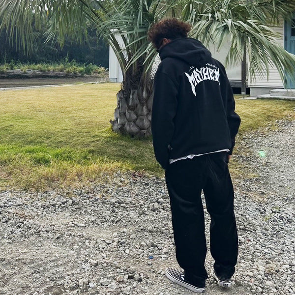10oz Sweat Full-Zip Hoodie [MAYHEM DESIGN] (Fleece-Lined) BLACK