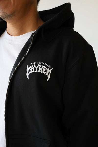 10oz Sweat Full-Zip Hoodie [MAYHEM DESIGN] (Fleece-Lined) BLACK