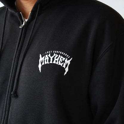 10oz Sweat Full-Zip Hoodie [MAYHEM DESIGN] (Fleece-Lined) BLACK