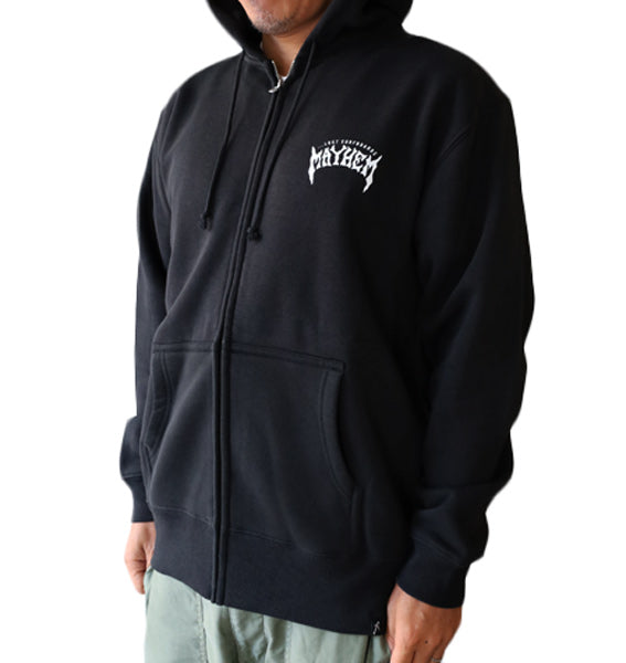 10oz Sweat Full-Zip Hoodie [MAYHEM DESIGN] (Fleece-Lined) BLACK