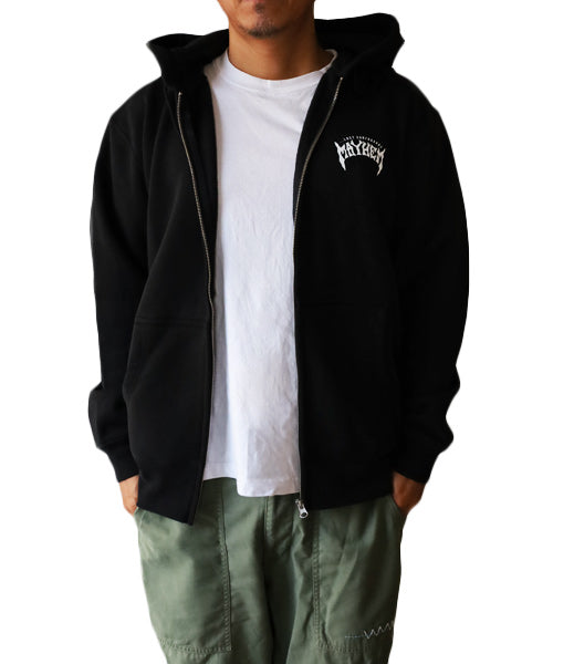 10oz Sweat Full-Zip Hoodie [MAYHEM DESIGN] (Fleece-Lined) BLACK
