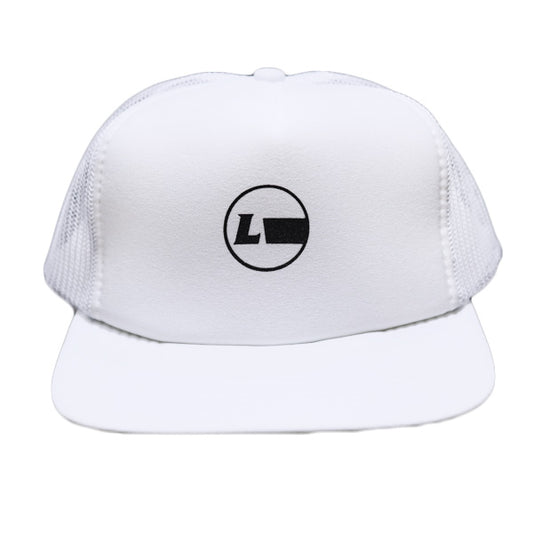 Flat visor mesh cap [Racing Icon] WHITE