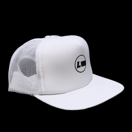 Flat visor mesh cap [Racing Icon] WHITE