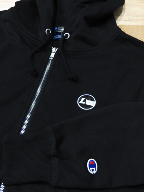 『Luvsurf x CHAMPION』Full Zip Sweat Hoodie [Racing Icon] BLACK