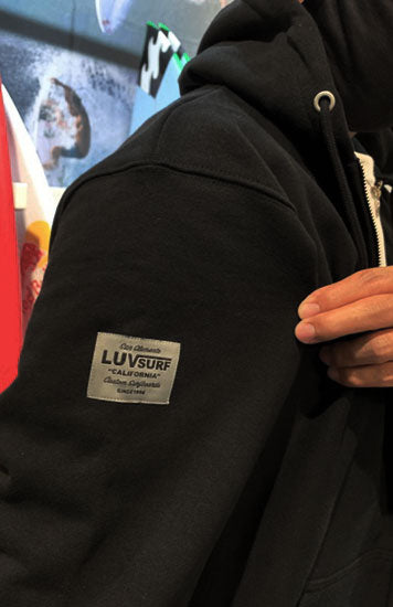 Original 12oz Double Zip Hoodie [GOOD VIBES] (Fleece Lined) BLACK