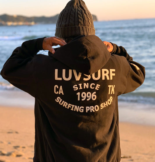 Original 12oz Double Zip Hoodie [SINCE] (Fleece Lined) Black