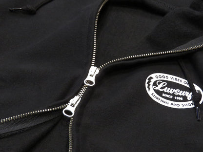 Original 12oz Double Zip Hoodie [GOOD VIBES] (Fleece Lined) BLACK