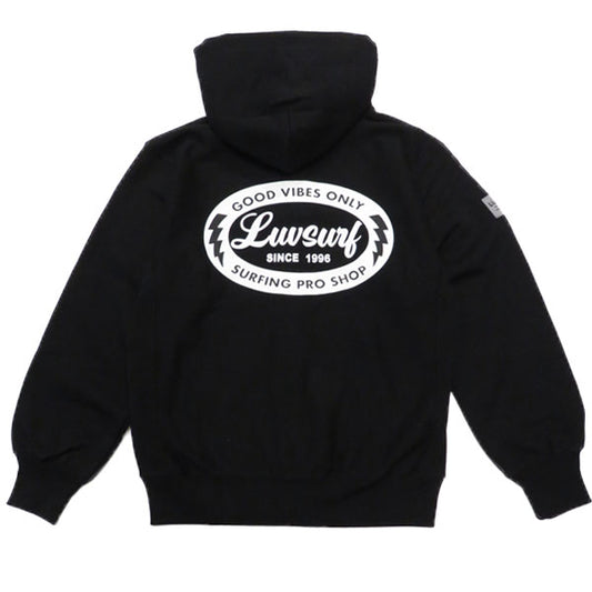 Original 12oz Double Zip Hoodie [GOOD VIBES] (Fleece Lined) BLACK