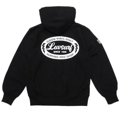 Original 12oz Double Zip Hoodie [GOOD VIBES] (Fleece Lined) BLACK