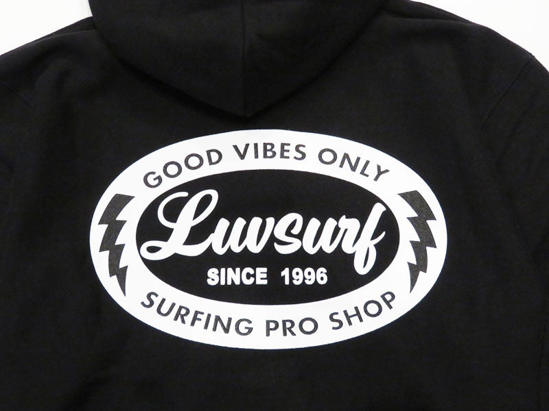 Original 12oz Double Zip Hoodie [GOOD VIBES] (Fleece Lined) BLACK