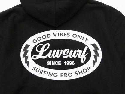 Original 12oz Double Zip Hoodie [GOOD VIBES] (Fleece Lined) BLACK