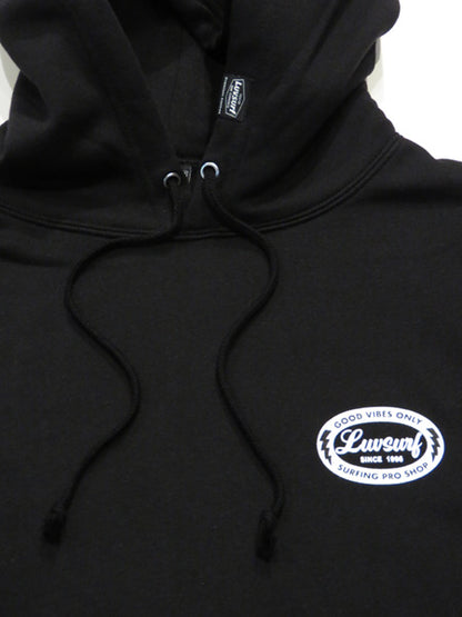 Original Sweatshirt Pullover Hoodie (Fleece Lined) [GOOD VIBES] BLACK
