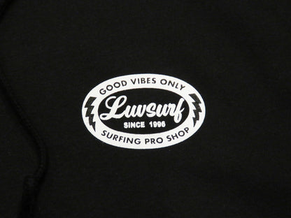 Original Sweatshirt Pullover Hoodie (Fleece Lined) [GOOD VIBES] BLACK