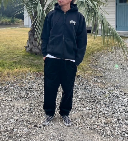 10oz Sweat Full-Zip Hoodie [MAYHEM DESIGN] (Fleece-Lined) BLACK