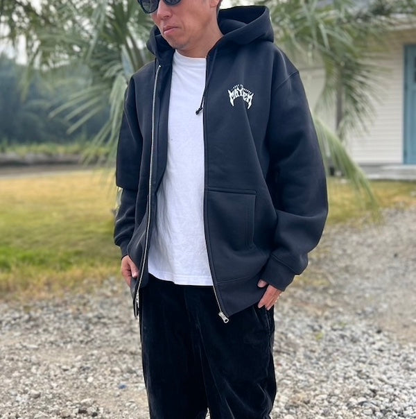 10oz Sweat Full-Zip Hoodie [MAYHEM DESIGN] (Fleece-Lined) BLACK