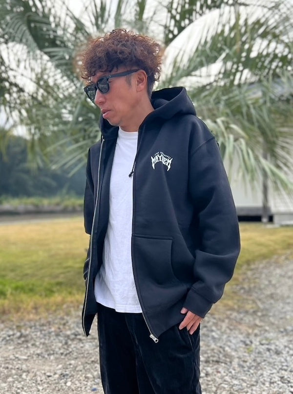 10oz Sweat Full-Zip Hoodie [MAYHEM DESIGN] (Fleece-Lined) BLACK