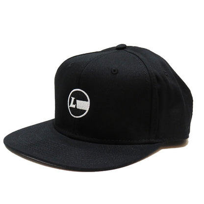 Cotton Twill Flat Visor Embroidered Cap [Racing Icon] BLACK