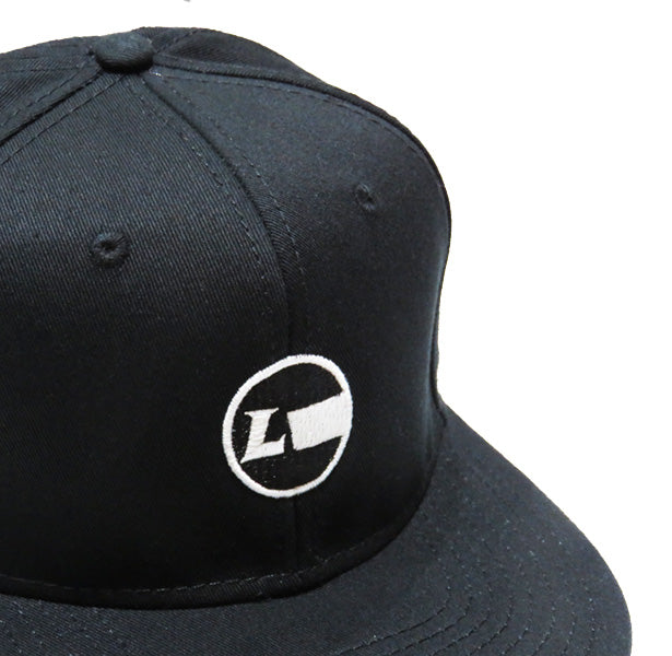 Cotton Twill Flat Visor Embroidered Cap [Racing Icon] BLACK