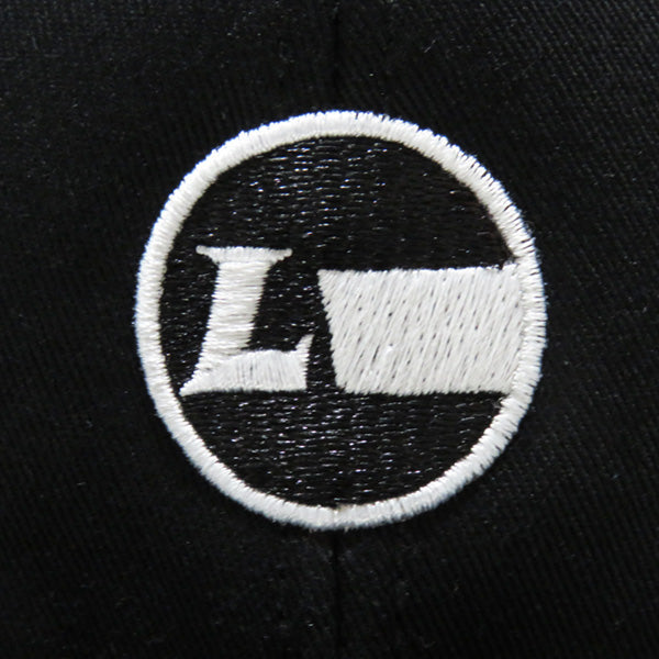 Cotton Twill Flat Visor Embroidered Cap [Racing Icon] BLACK