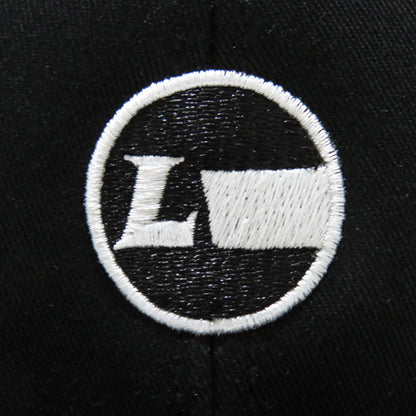 Cotton Twill Flat Visor Embroidered Cap [Racing Icon] BLACK