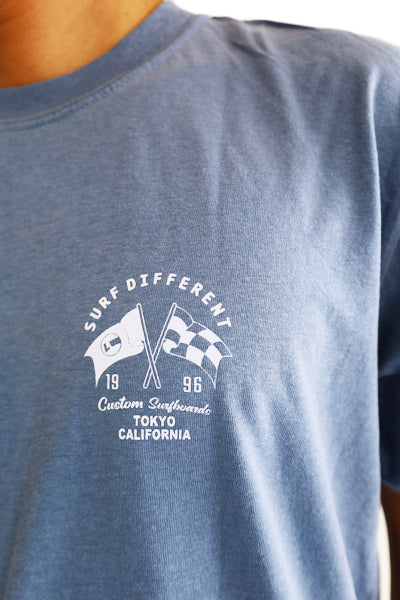 Original T-shirt [Checkers Flag] Blue jean / Size L