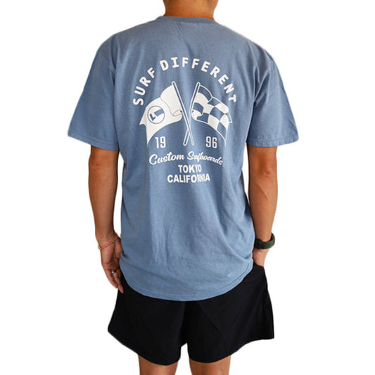 Original T-shirt [Checkers Flag] Blue jean / Size L