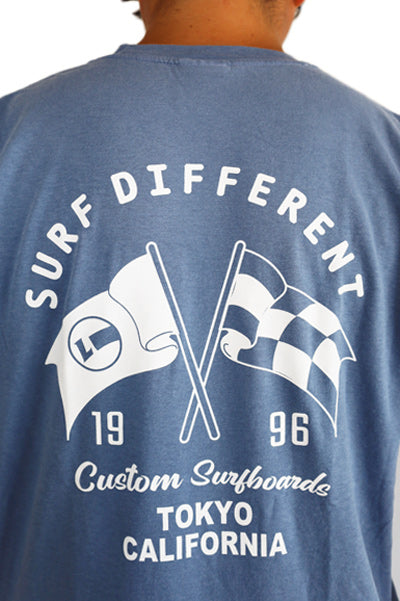Original T-shirt [Checkers Flag] Blue jean / Size L