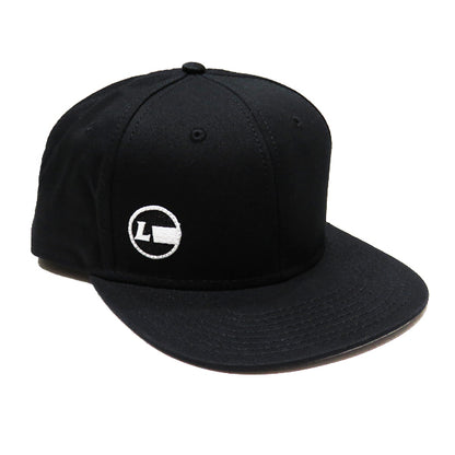 Cotton Twill Flat Visor Cap [Racing Icon] BLACK
