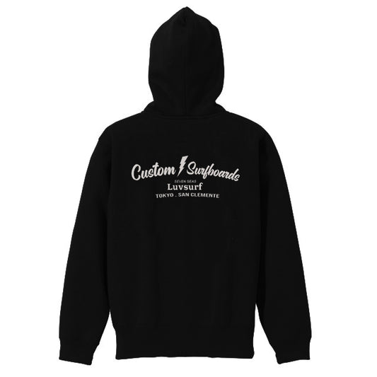 10oz Sweat Full-Zip Hoodie [Custom Surfboards] (Fleece-Lined) Black
