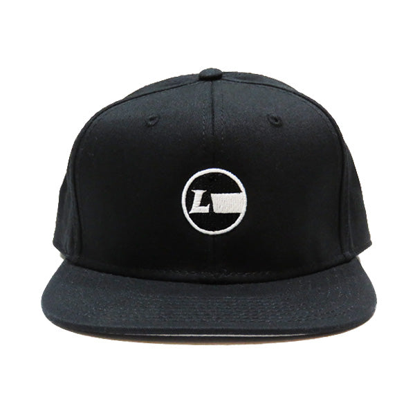 Cotton Twill Flat Visor Embroidered Cap [Racing Icon] BLACK