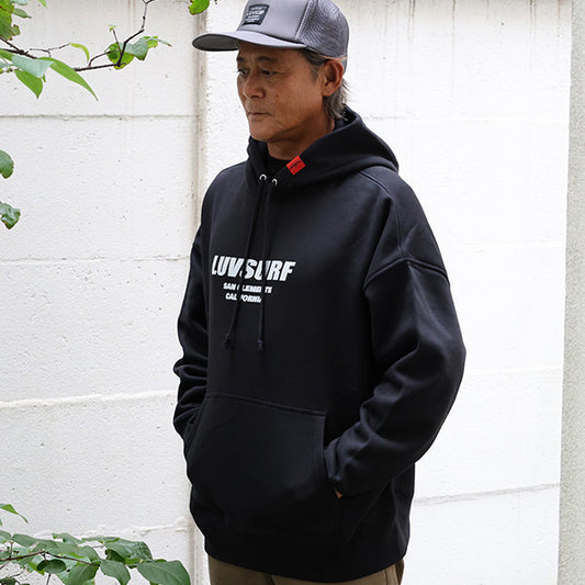 『Luvsurf』10oz big silhouette sweat pullover parka [SUB WAY] BLACK (fleece lining)
